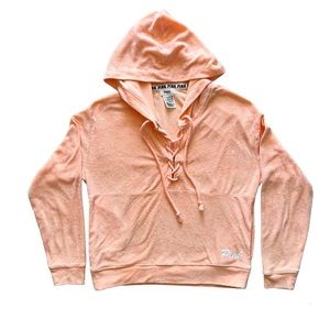 Victoria's Secret Pink Terry LaceUp Hoodie size XS